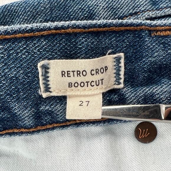 MADEWELL Retro Crop Bootcut Jeans Womens 27 Blue Two Tone Edition High Rise - Picture 11 of 13